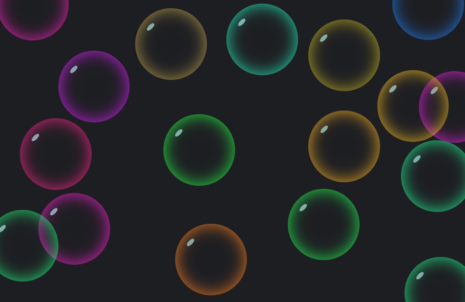 vue.js全屏彩色透明气泡移动碰撞动画特效-QQ沐编程